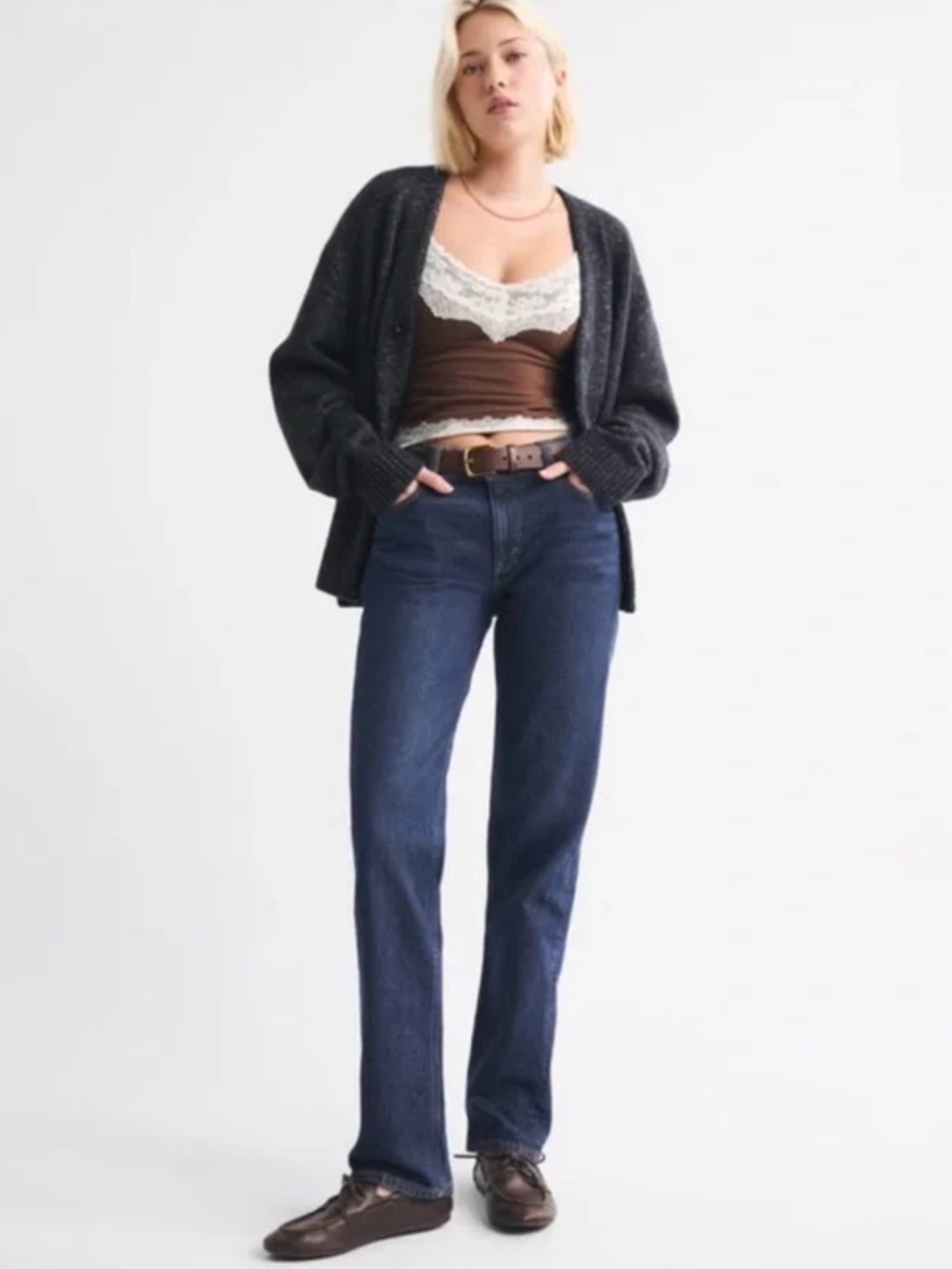 *ABERCROMBIE & FITCH* Dark Blue Wash The ‘90 Straight Mid Rise Jeans NWT Sz 28L